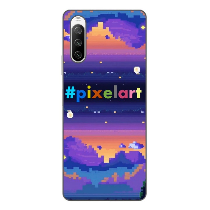 Husa compatibila cu Sony Xperia 10 III Silicon Gel Tpu Model Pixel Art Peisaj