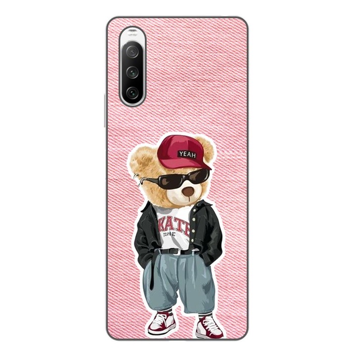 Калъф, съвместим със Sony Xperia 10 III Silicon Gel Tpu Модел Pink Jeans Bear