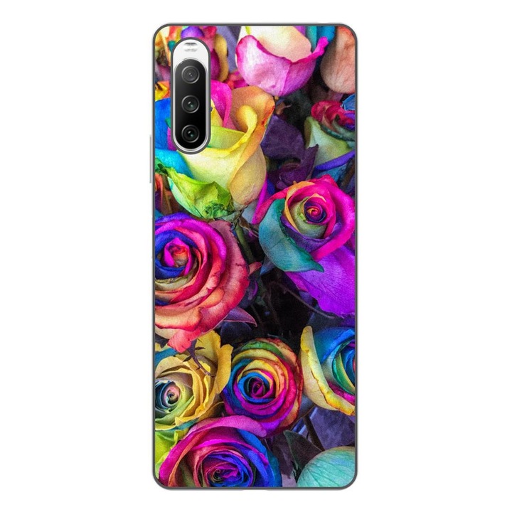 Калъф, съвместим с модел Sony Xperia 10 III Silicone Gel Tpu Colorful Roses