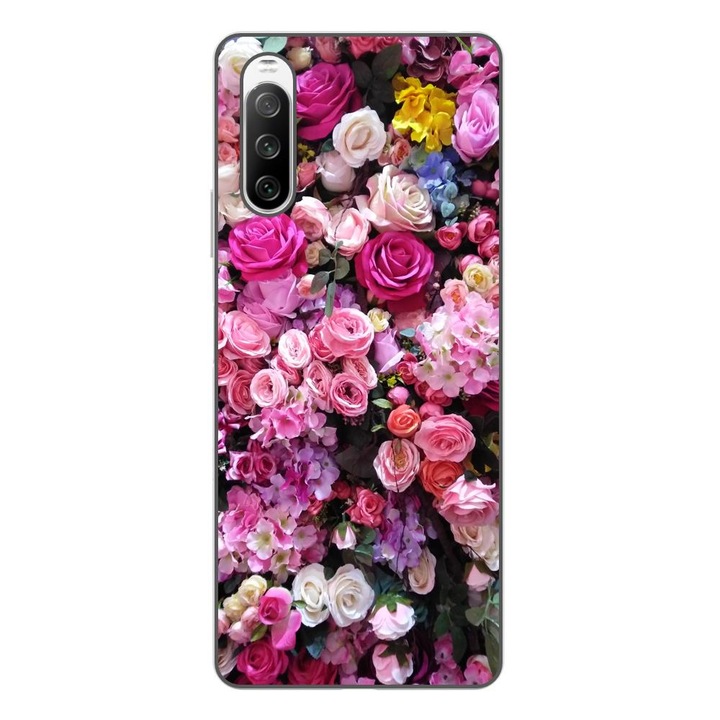 Кейс, съвместим с модел Sony Xperia 10 III Silicon Gel Tpu Pink Rose