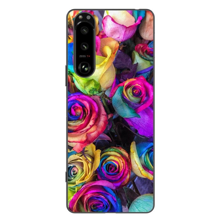 Капак, съвместим с модел Sony Xperia 5 III Silicon Gel Tpu Colorful Roses