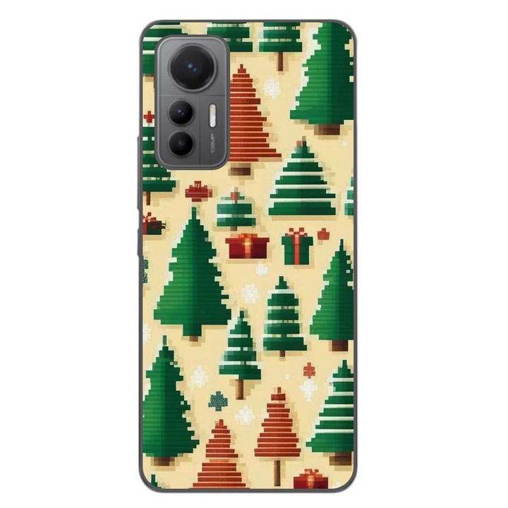 Калъф, съвместим с модел Xiaomi 12 Lite Silicon Gel Tpu Pixel Art Christmas Tree Pattern