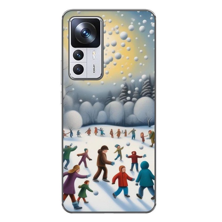 Капак, съвместим с Xiaomi 12T, 12T Pro Silicon Gel Tpu Детски зимен модел за игра