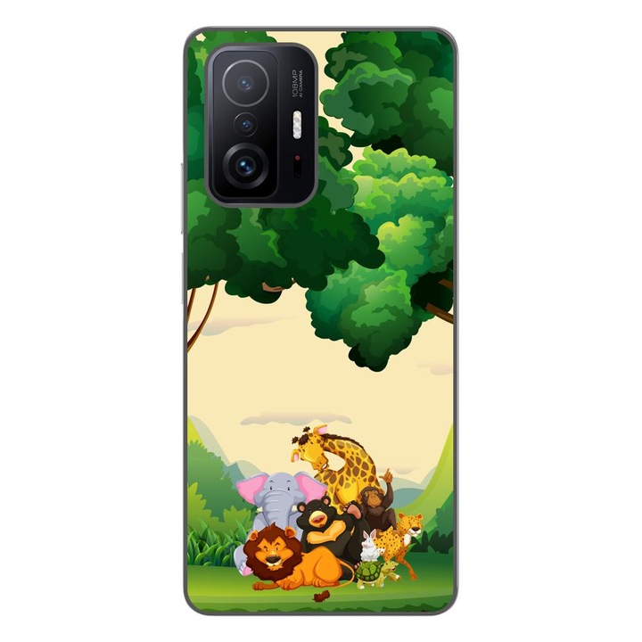 Капак, съвместим с модел Xiaomi Mi 11T, Mi 11T Pro Silicone Gel Tpu Jungle с животни