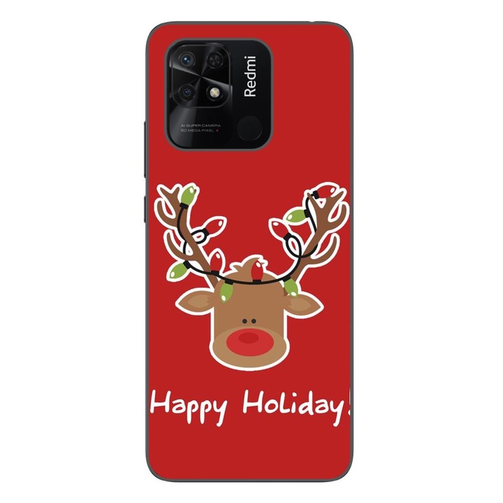 Tok kompatibilis Xiaomi Redmi 10C Silicon Gel Tpu Modell Christmas Ren Happy Holiday