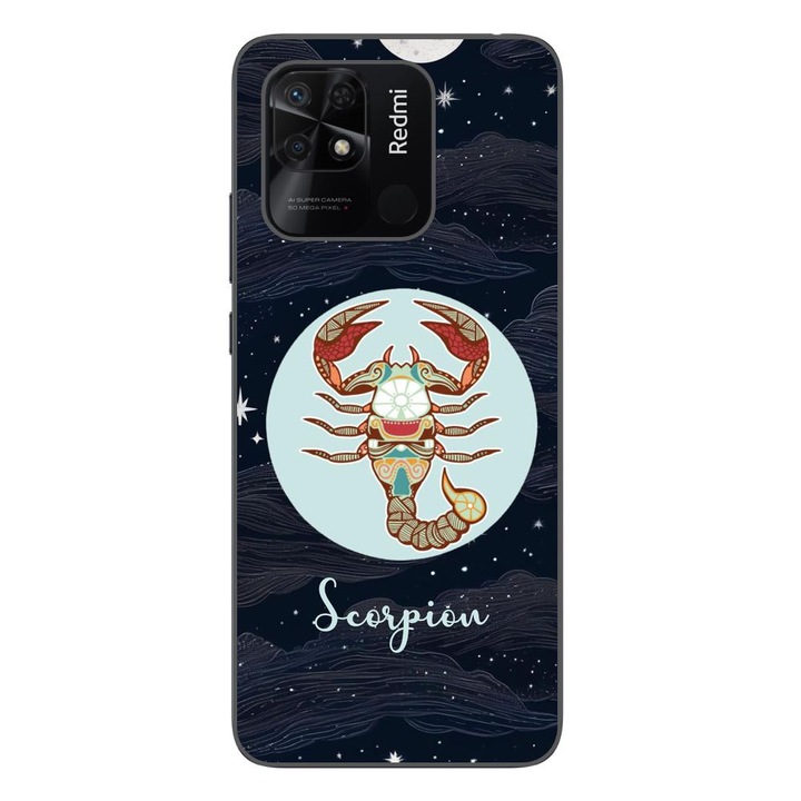 A burkolat kompatibilis a Xiaomi Redmi 10C szilikon gél Tpu Scorpion horoszkóp modellel