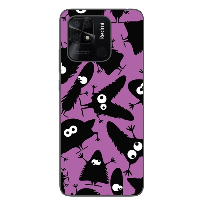 A tok kompatibilis a Xiaomi Redmi 10C Silicon Gel Tpu Model Black Monsters modellel