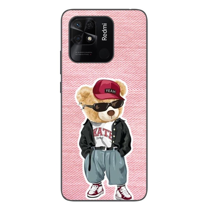 Кейс съвместим с Xiaomi Redmi 10C Silicone Gel Tpu Модел Pink Jeans Bear