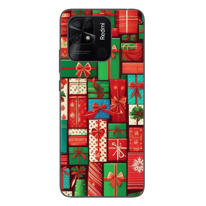 A tok kompatibilis a Xiaomi Redmi 10C Silicon Gel Tpu Model Xmas Gifts Pattern mintával