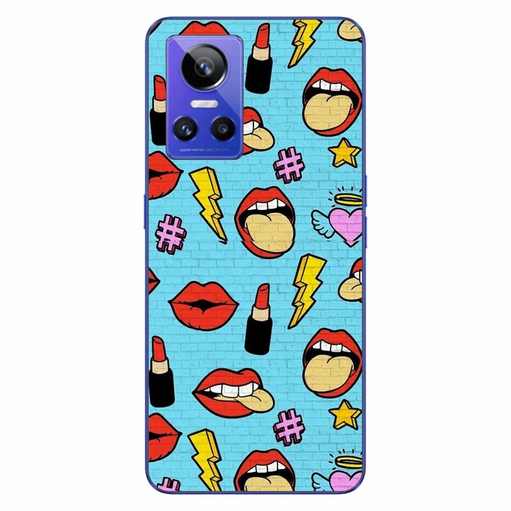 Покритие, съвместимо с Realme GT Neo 3 Silicon Gel Tpu Model Pop Art Lips