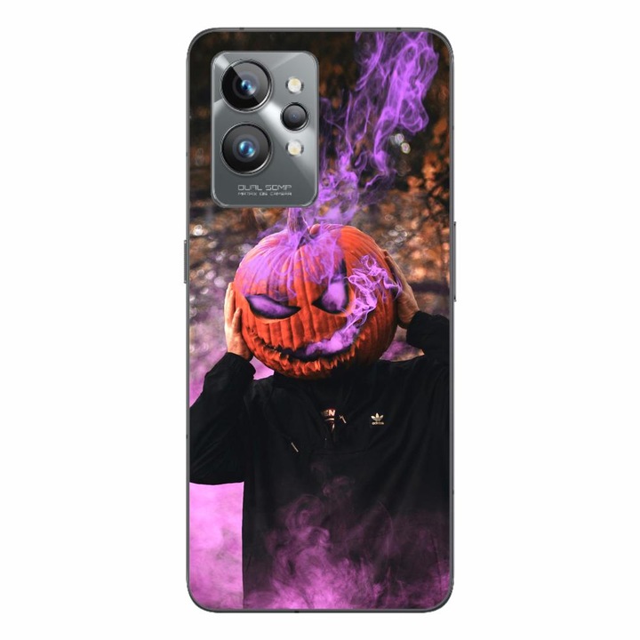 Husa compatibila cu Realme GT2 Pro Silicon Gel Tpu Model Halloween Cap Dovleac cu Fum