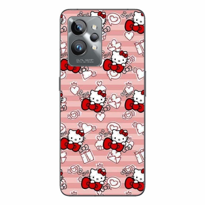 Husa compatibila cu Realme GT2 Pro Silicon Gel Tpu Model Hello Kitty Roz Pattern