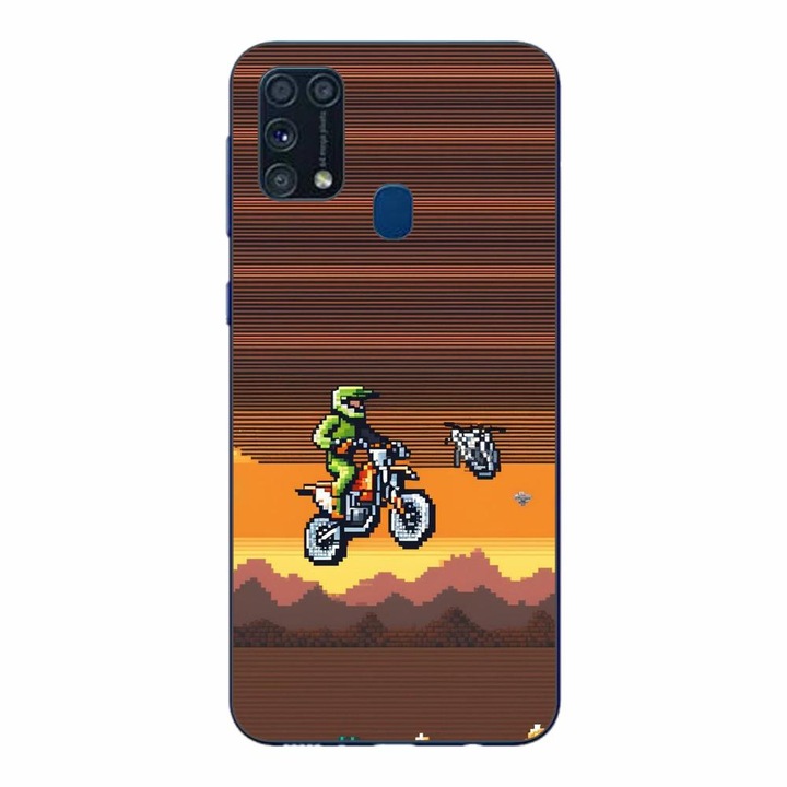 Husa compatibila cu Samsung Galaxy M21S, M31 Silicon Gel Tpu Model Pixel Art Motorcross