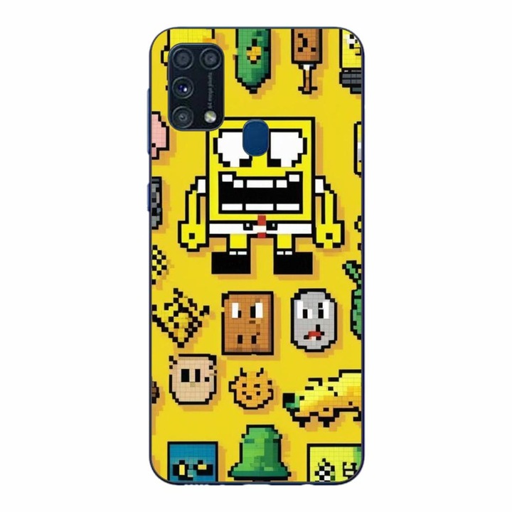 Husa compatibila cu Samsung Galaxy M21S, M31 Silicon Gel Tpu Model Pixel Art Spongebob