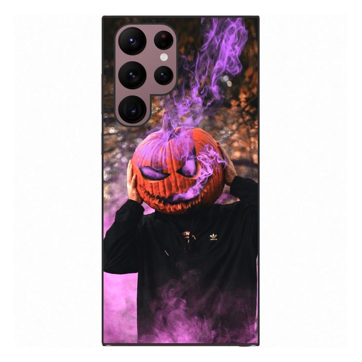 Капак, съвместим с Samsung Galaxy S22 Ultra Silicon Gel Tpu Модел Хелоуин Тиквена глава с дим