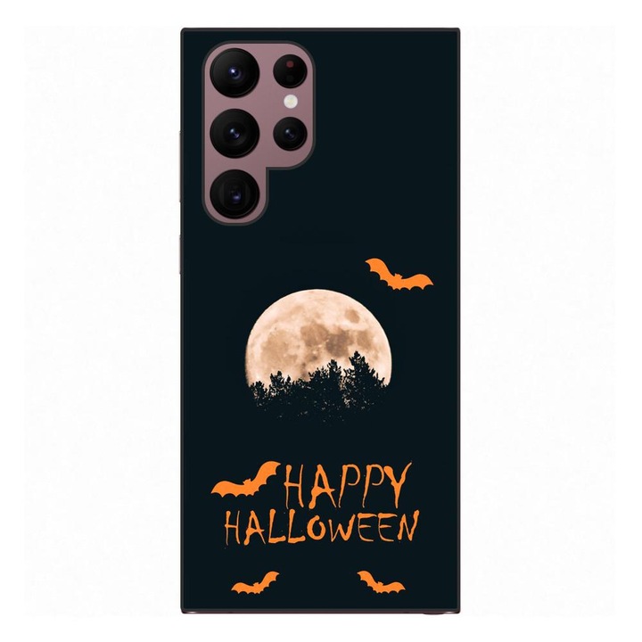 Калъф, съвместим с модел Samsung Galaxy S22 Ultra Silicon Gel Tpu Честит Хелоуин Пълна луна