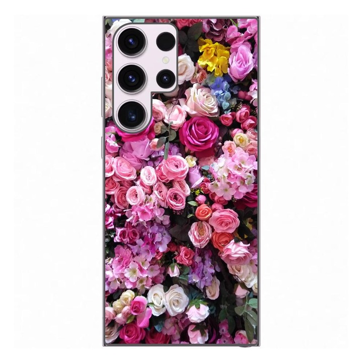Кейс, съвместим с Samsung Galaxy S23 Ultra Silicon Gel Tpu Модел Pink Roses
