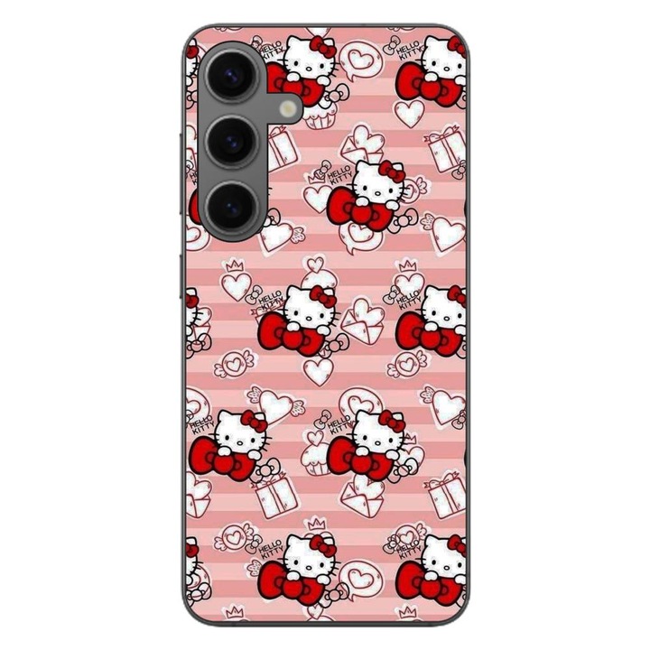 Husa compatibila cu Samsung Galaxy S24 FE Silicon Gel Tpu Model Hello Kitty Roz Pattern
