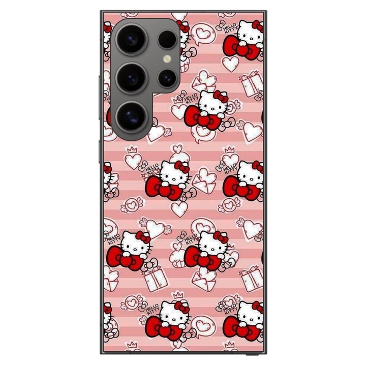 Husa compatibila cu Samsung Galaxy S24 Ultra Silicon Gel Tpu Model Hello Kitty Roz Pattern