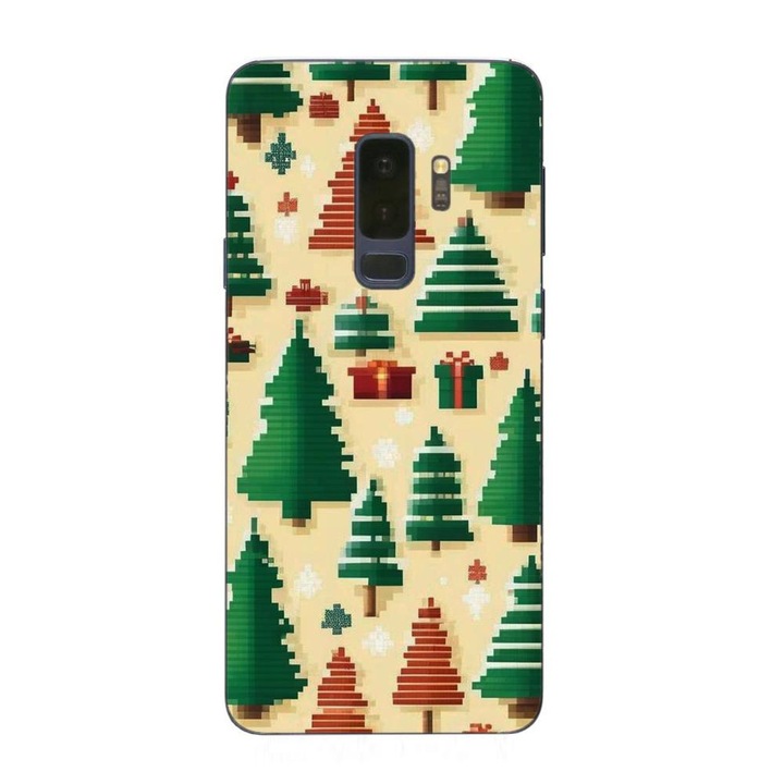 Husa compatibila cu Samsung Galaxy S9 Plus Silicon Gel Tpu Model Pixel Art Christmas Tree Pattern