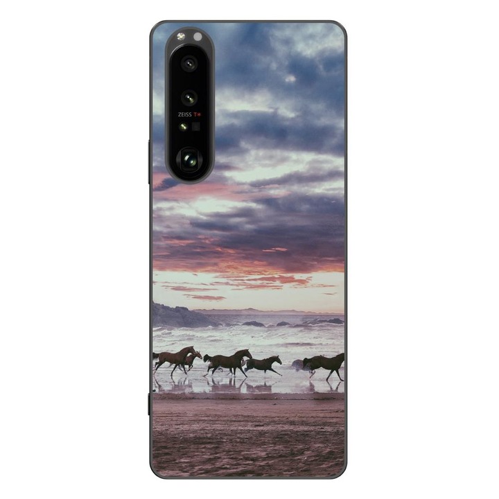 Капак, съвместим с модел Sony Xperia 1 III Silicon Gel Tpu Running Horses