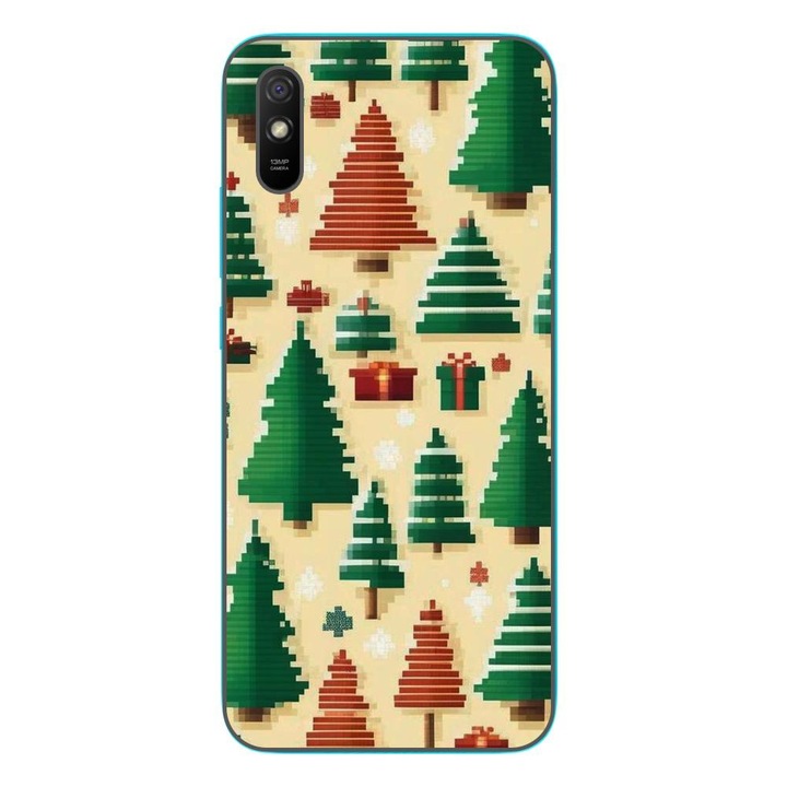 Husa compatibila cu Xiaomi Redmi 9A Silicon Gel Tpu Model Pixel Art Christmas Tree Pattern