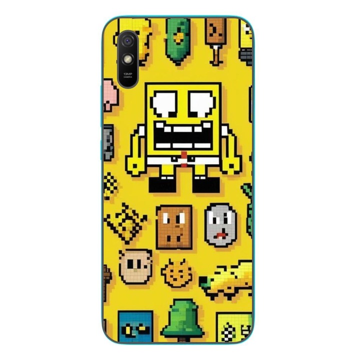 Husa compatibila cu Xiaomi Redmi 9A Silicon Gel Tpu Model Pixel Art Spongebob