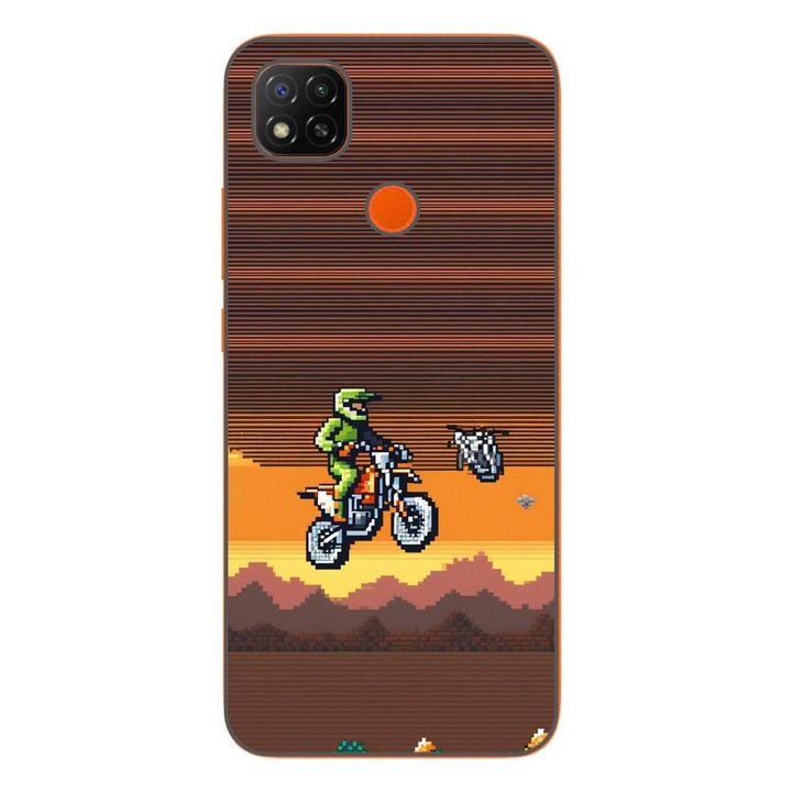 Husa compatibila cu Xiaomi Redmi 9C, 9C NFC Silicon Gel Tpu Model Pixel Art Motorcross