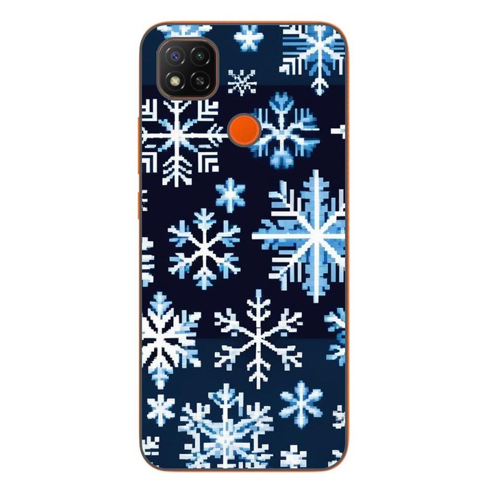 Husa compatibila cu Xiaomi Redmi 9C, 9C NFC Silicon Gel Tpu Model Pixel Art Snowflakes