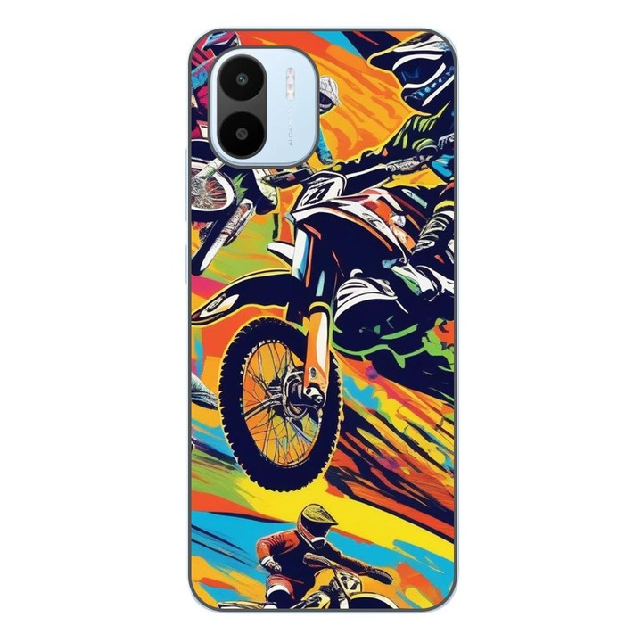 Капак, съвместим с Xiaomi Redmi A1 Silicon Gel Tpu Model Motocross Pop Art