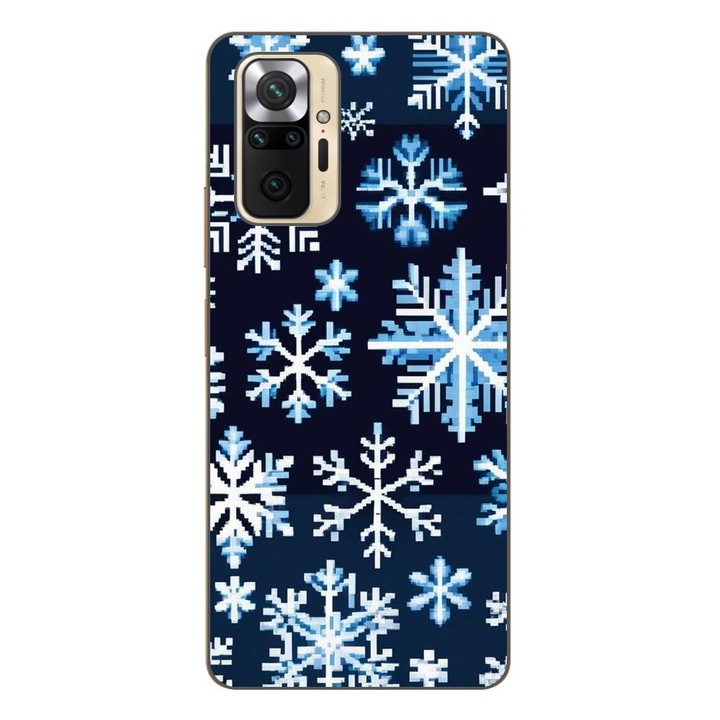 Husa compatibila cu Xiaomi Redmi Note 10 Pro Silicon Gel Tpu Model Pixel Art Snowflakes
