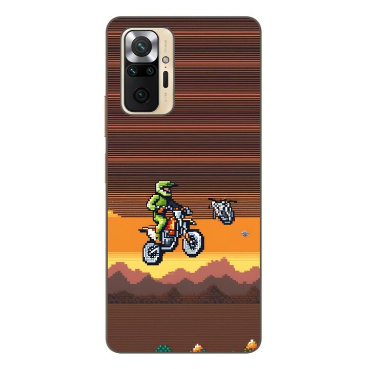 Husa compatibila cu Xiaomi Redmi Note 10 Pro Silicon Gel Tpu Model Pixel Art Motorcross