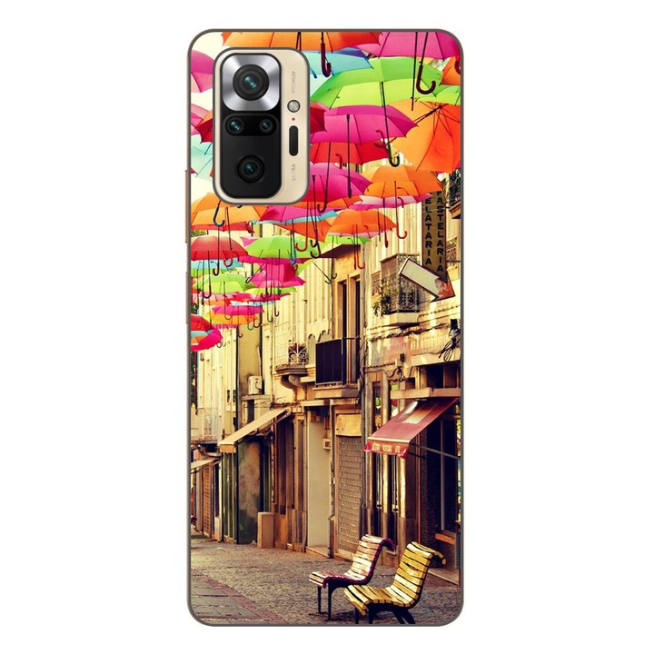 Husa compatibila cu Xiaomi Redmi Note 10 Pro Silicon Gel Tpu Model Strada Umbrele Colorate