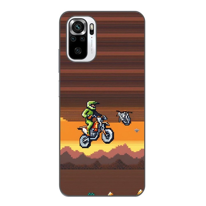 Husa compatibila cu Xiaomi Redmi Note 10S Silicon Gel Tpu Model Pixel Art Motorcross