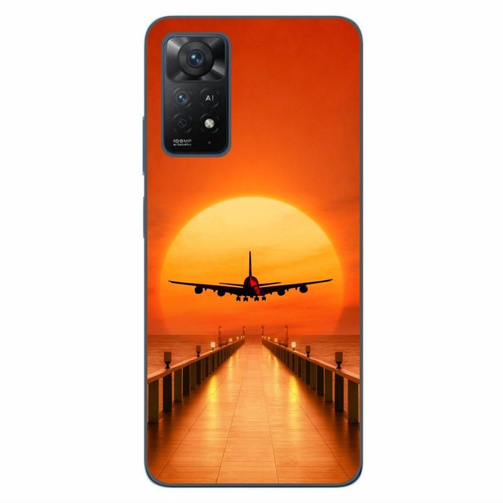Капак, съвместим с Xiaomi Redmi Note 11 Pro 4G, 5G Silicon Gel Tpu Model Airplane Sunset
