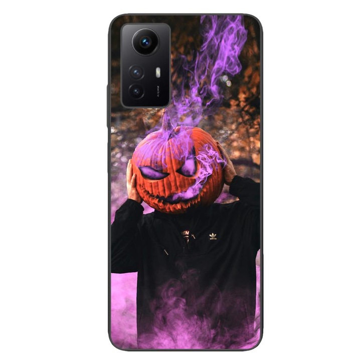 Husa compatibila cu Xiaomi Redmi Note 12s Silicon Gel Tpu Model Halloween Cap Dovleac cu Fum