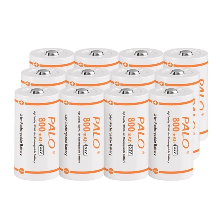 Комплект от 12 акумулаторни батерии, Li-ion, 800mAh, 3.7V, съвместими с CR123A, мулти-съвместимост