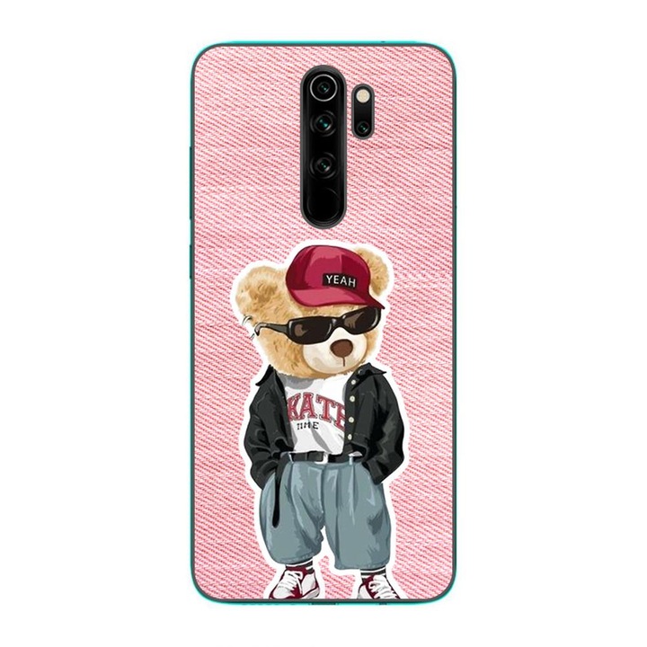 Кейс съвместим с Xiaomi Redmi Note 8 Pro Silicon Gel Tpu Модел Pink Jeans Bear