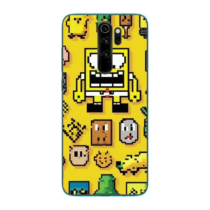 Кейс съвместим с Xiaomi Redmi Note 8 Pro Silicon Gel Tpu Модел Pixel Art Spongebob