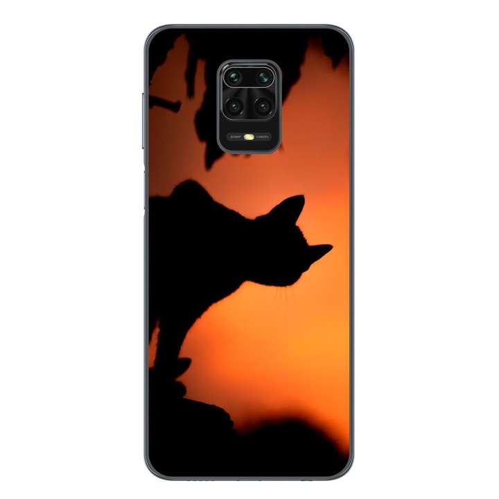Husa compatibila cu Xiaomi Redmi Note 9 Pro Silicon Gel Tpu Model Halloween Pisica Neagra