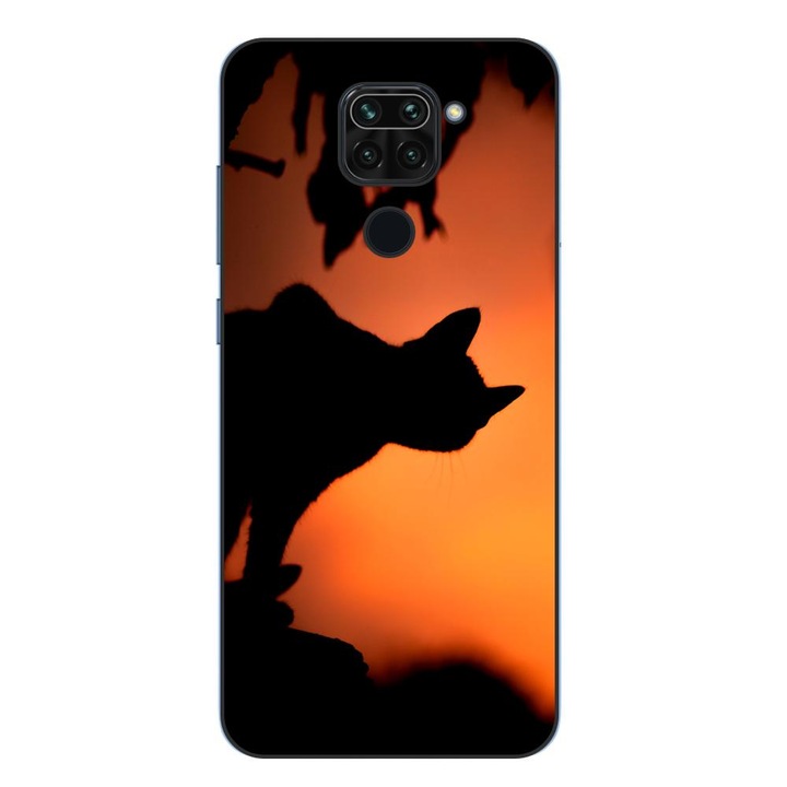 Husa compatibila cu Xiaomi Redmi Note 9 Silicon Gel Tpu Model Halloween Pisica Neagra