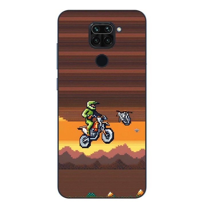Husa compatibila cu Xiaomi Redmi Note 9 Silicon Gel Tpu Model Pixel Art Motorcross