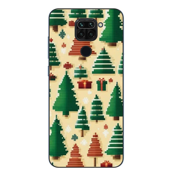 Husa compatibila cu Xiaomi Redmi Note 9 Silicon Gel Tpu Model Pixel Art Christmas Tree Pattern
