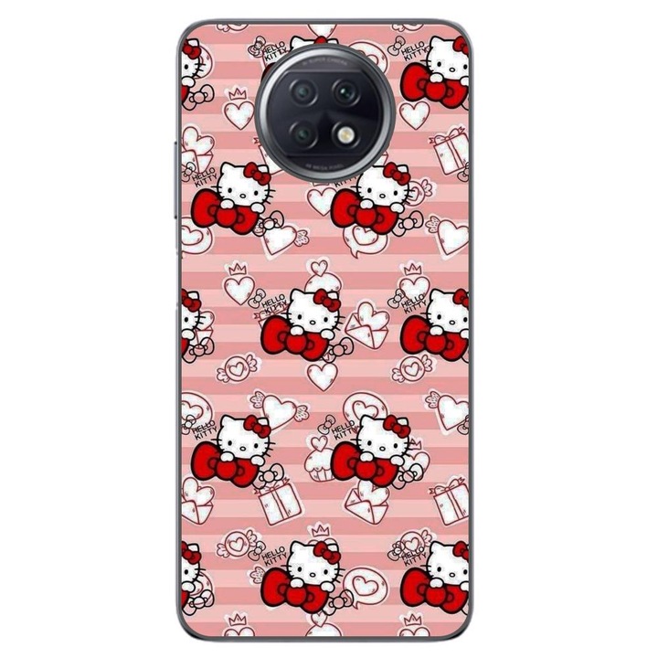 Husa compatibila cu Xiaomi Redmi Note 9T Silicon Gel Tpu Model Hello Kitty Roz Pattern