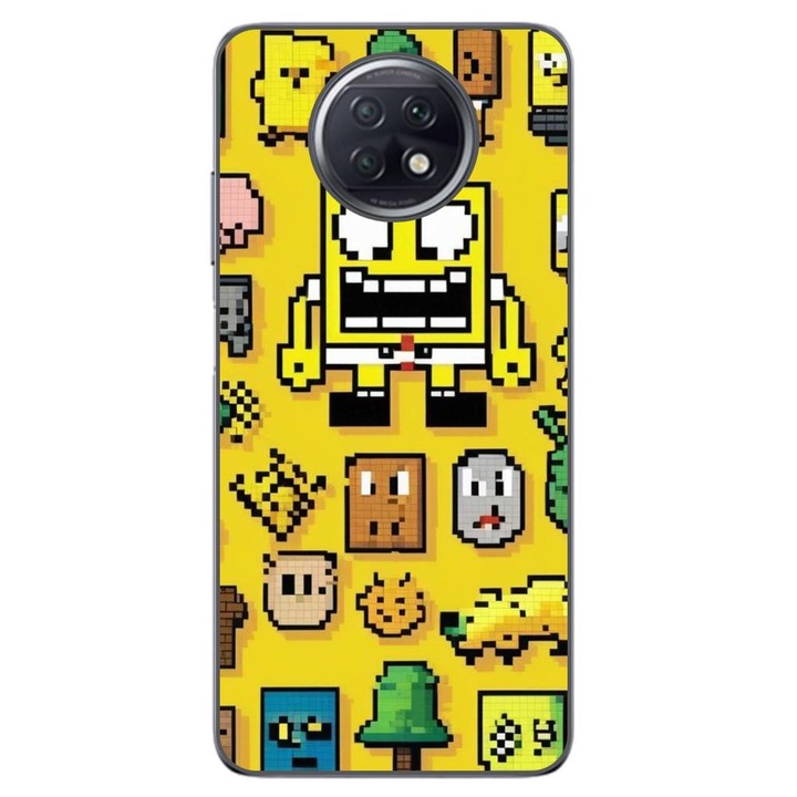 Husa compatibila cu Xiaomi Redmi Note 9T Silicon Gel Tpu Model Pixel Art Spongebob