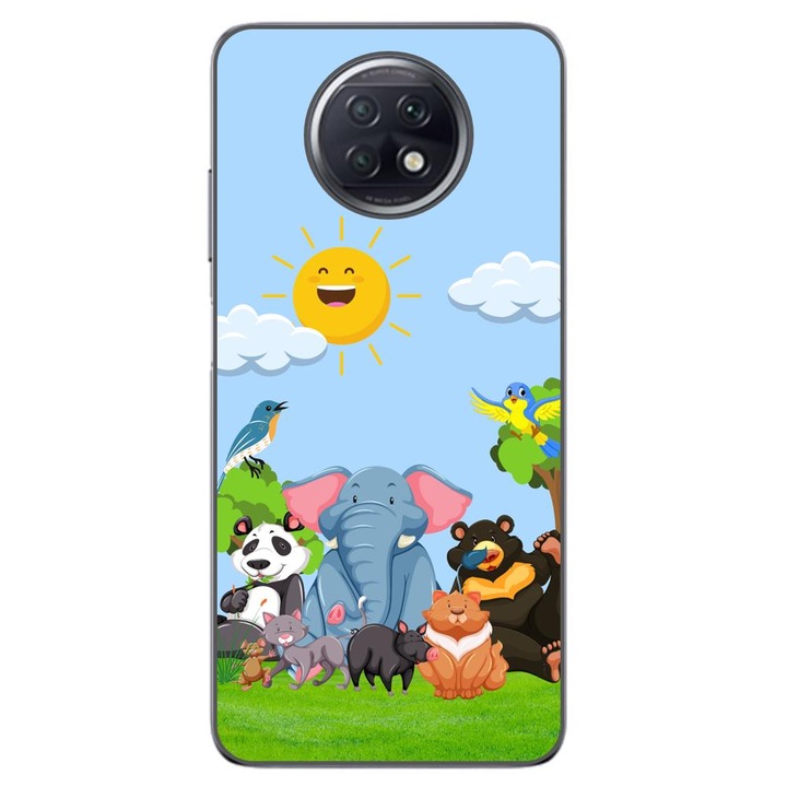 Капак, съвместим с модела Xiaomi Redmi Note 9T Silicone Gel Tpu Jungle Friends