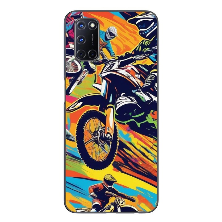 Капак, съвместим с Oppo A72 Silicon Gel Tpu Model Motocross Pop Art