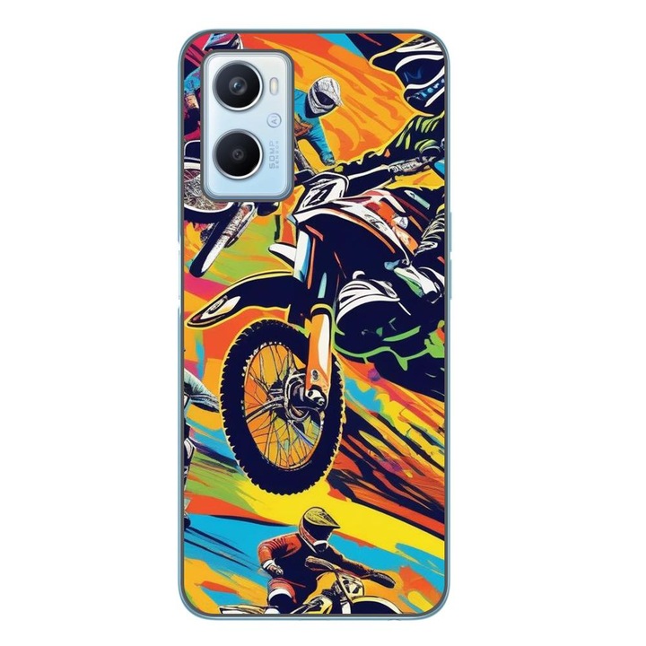 Калъф, съвместим с Oppo A96 4G Silicon Gel Tpu Модел Motocross Pop Art