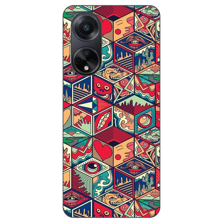 Калъф, съвместим с Oppo A98 5G Silicone Gel Tpu Pop Art Geometric Model