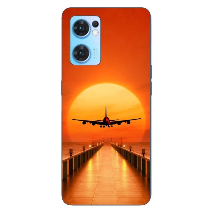 Капак, съвместим с Oppo Reno7 5G Silicon Gel Tpu Model Airplane Sunset